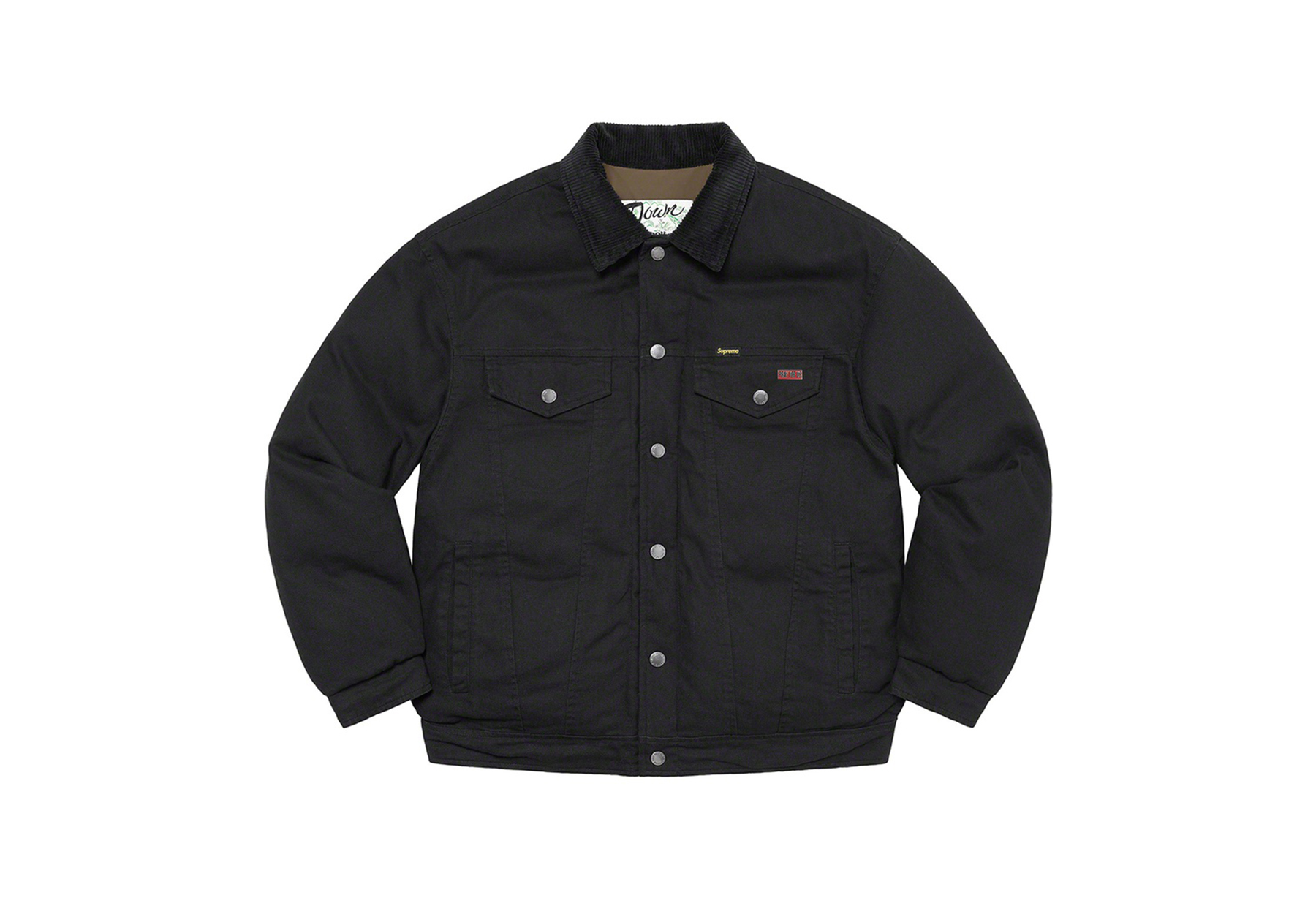 Supreme x Schott Canvas Down Trucker Jacket Black (FW22) | TBC - KLEKT