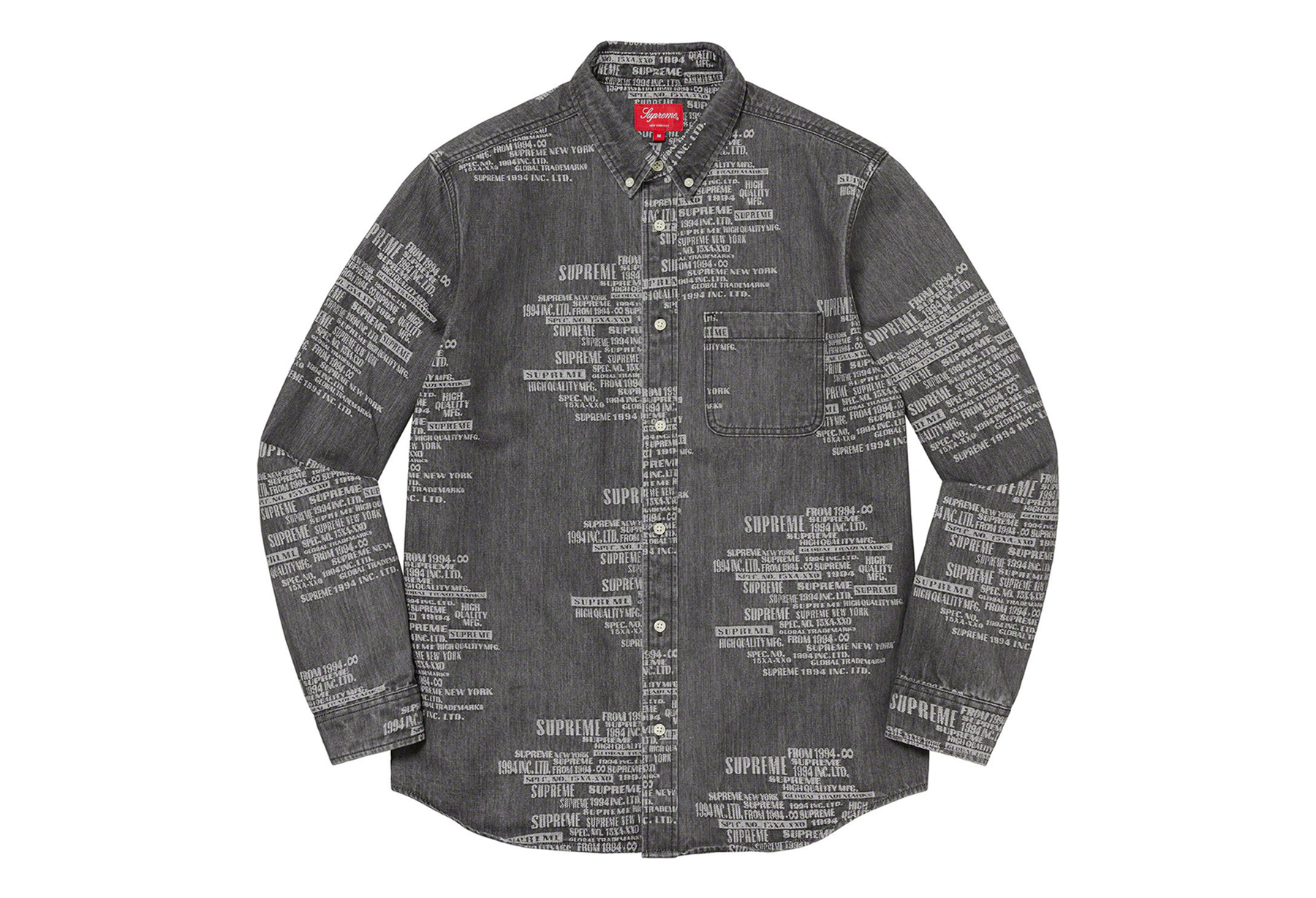 Supreme Trademark Jacquard Denim Shirt Washed Black (SS23) | TBC