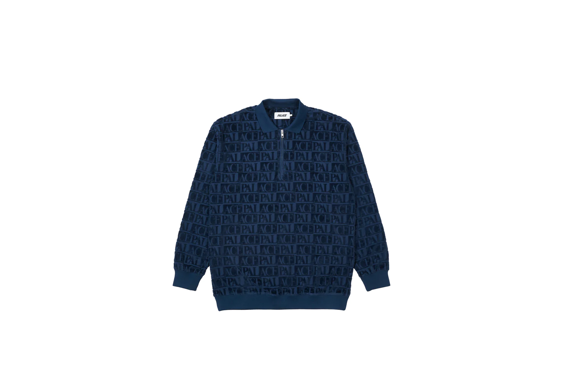 Palace Domino Jacquard 1/4 Zip Polo Crew Navy (FW22) | TBC - KLEKT