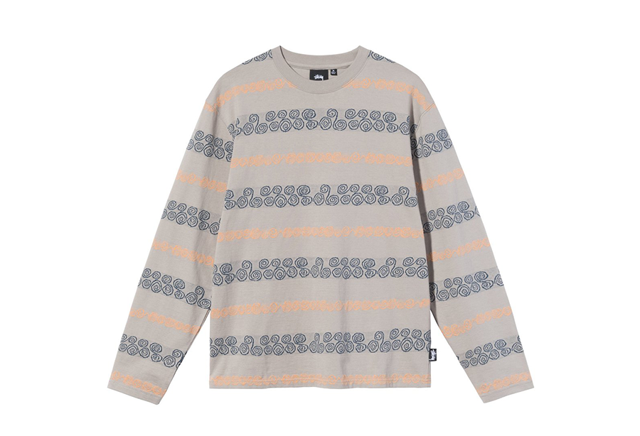 Stussy Swirl Stripe LS Crew Tan (FW21) | FW21 - KLEKT