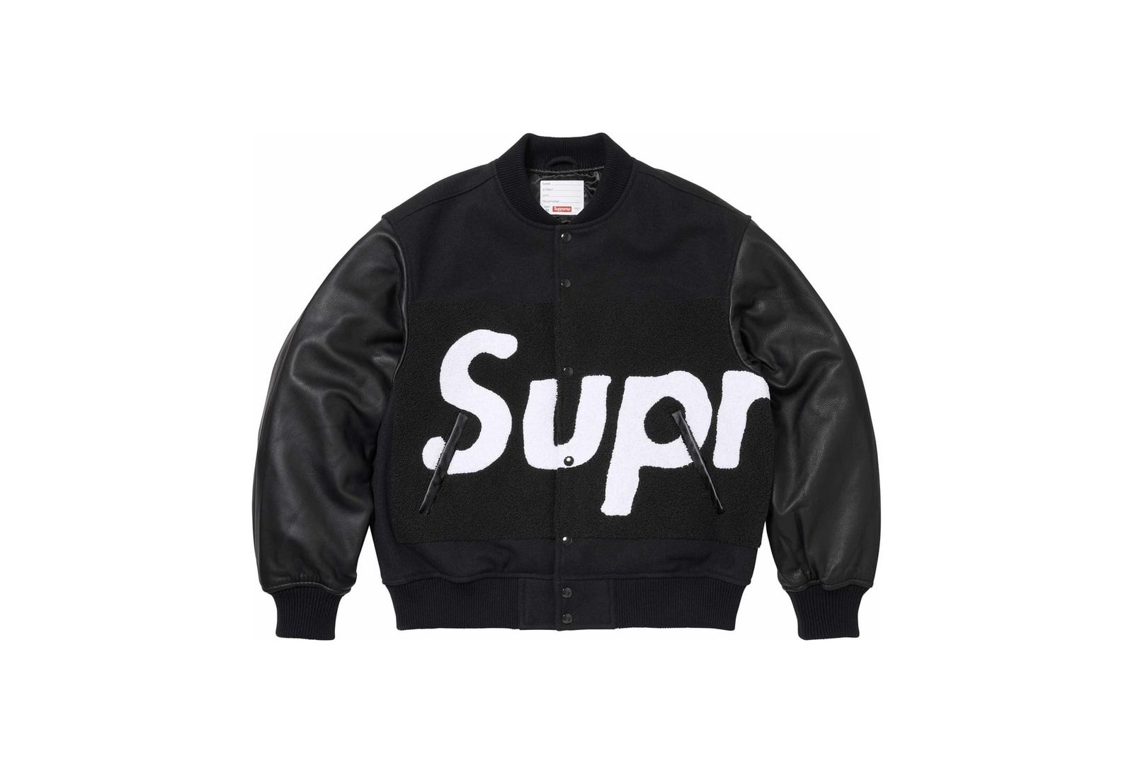 Supreme Big Logo Chenille Varsity Jacket Black (SS24) | TBC - KLEKT