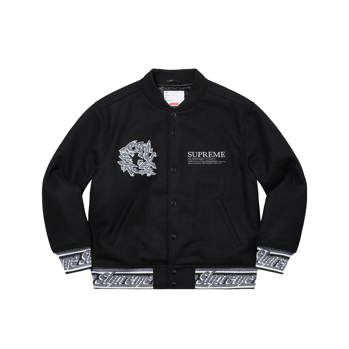 Supreme Support Unit Varsity Jacket Black (FW21) | FW21 - KLEKT