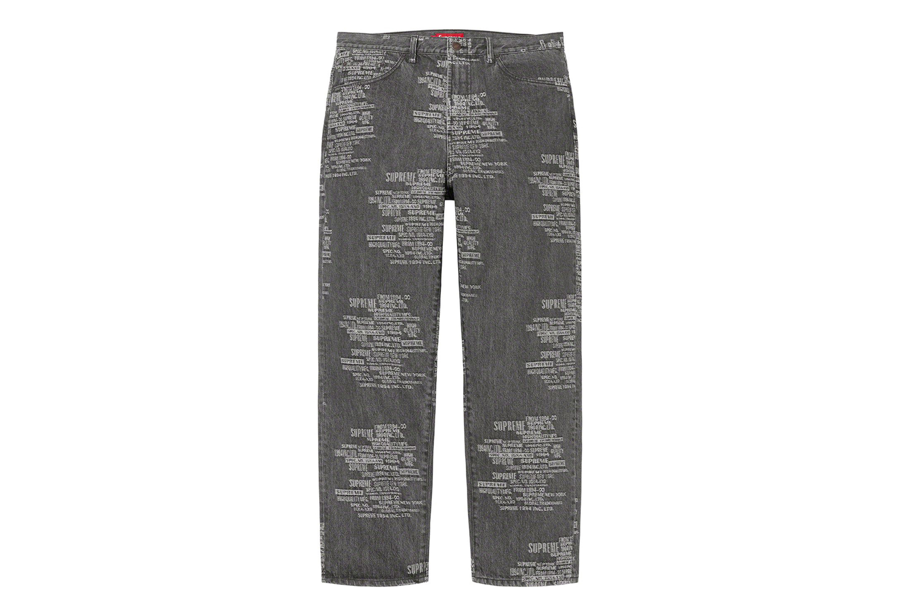 Supreme Trademark Jacquard Baggy Jean Washed Black (SS23) | TBC