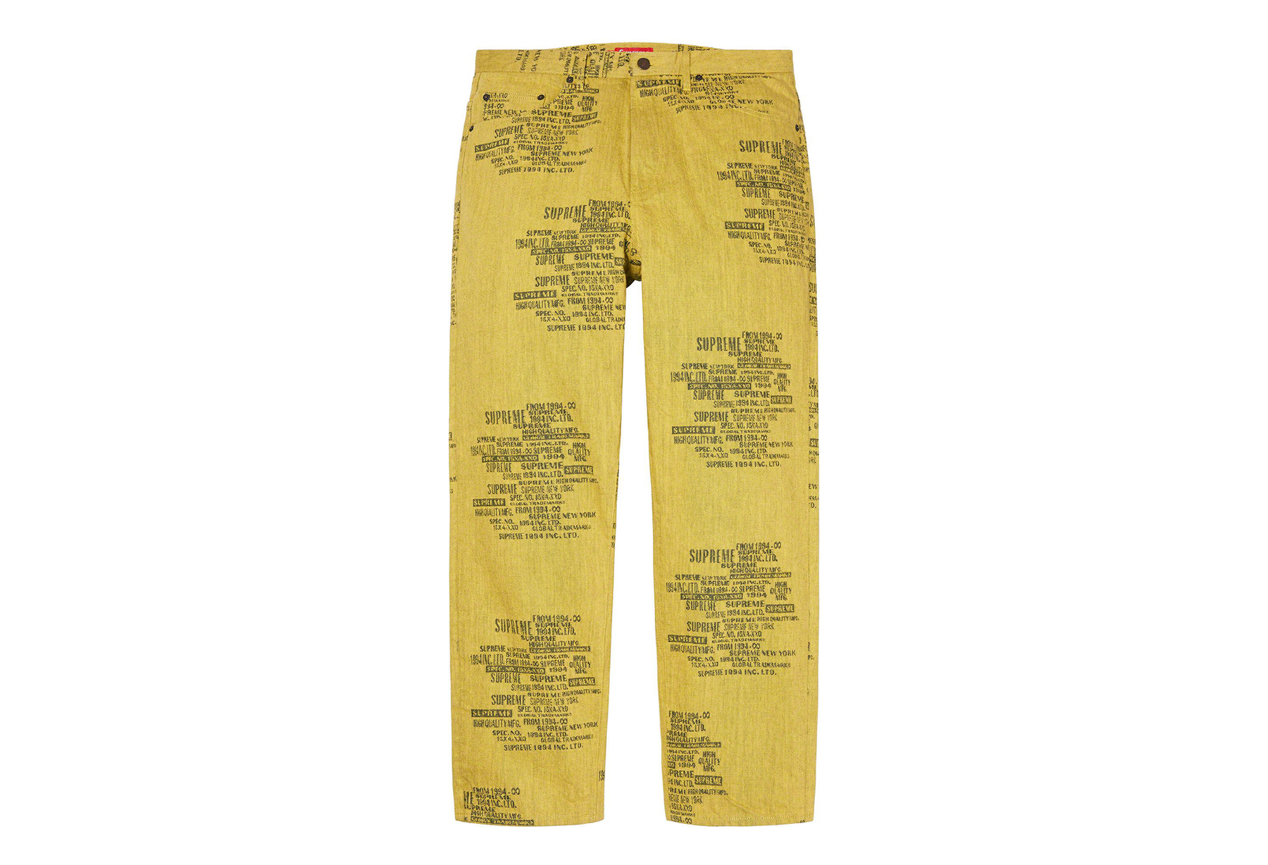 Supreme Trademark Jacquard Baggy Jean Washed Yellow (SS23) | TBC