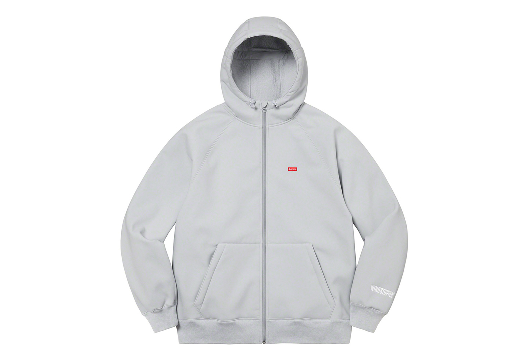 Supreme WINDSTOPPER Zip Up Hooded Sweatshirt Light Grey (FW22