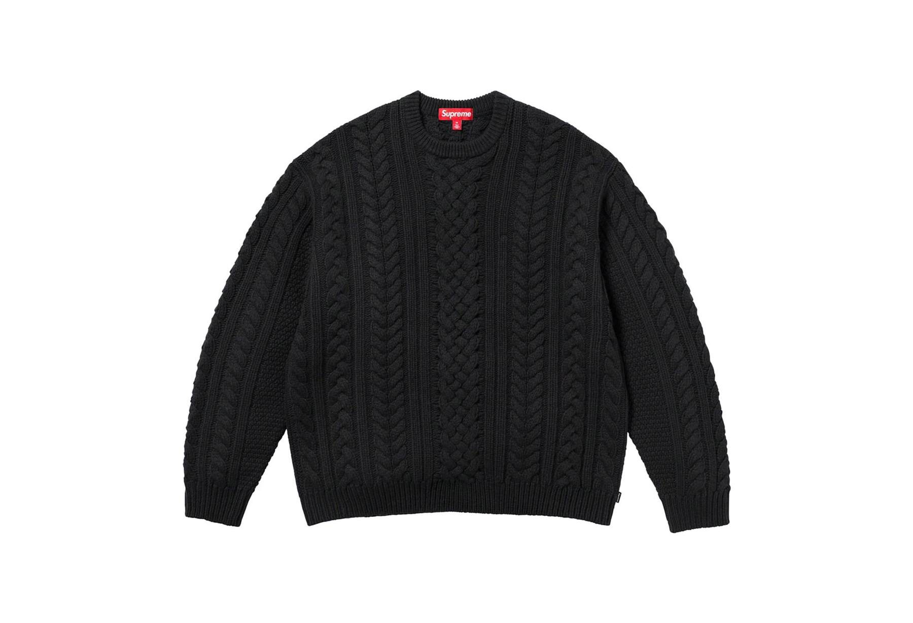 Supreme Appliqué Cable Knit Sweater Black (FW23) | TBC - KLEKT