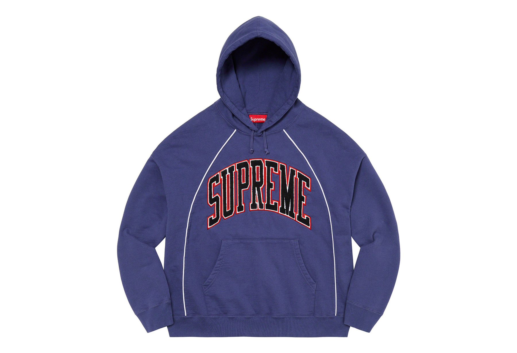 Supreme Boxy Piping Arc Hooded Sweatshirt Washed Navy (SS23) | TBC