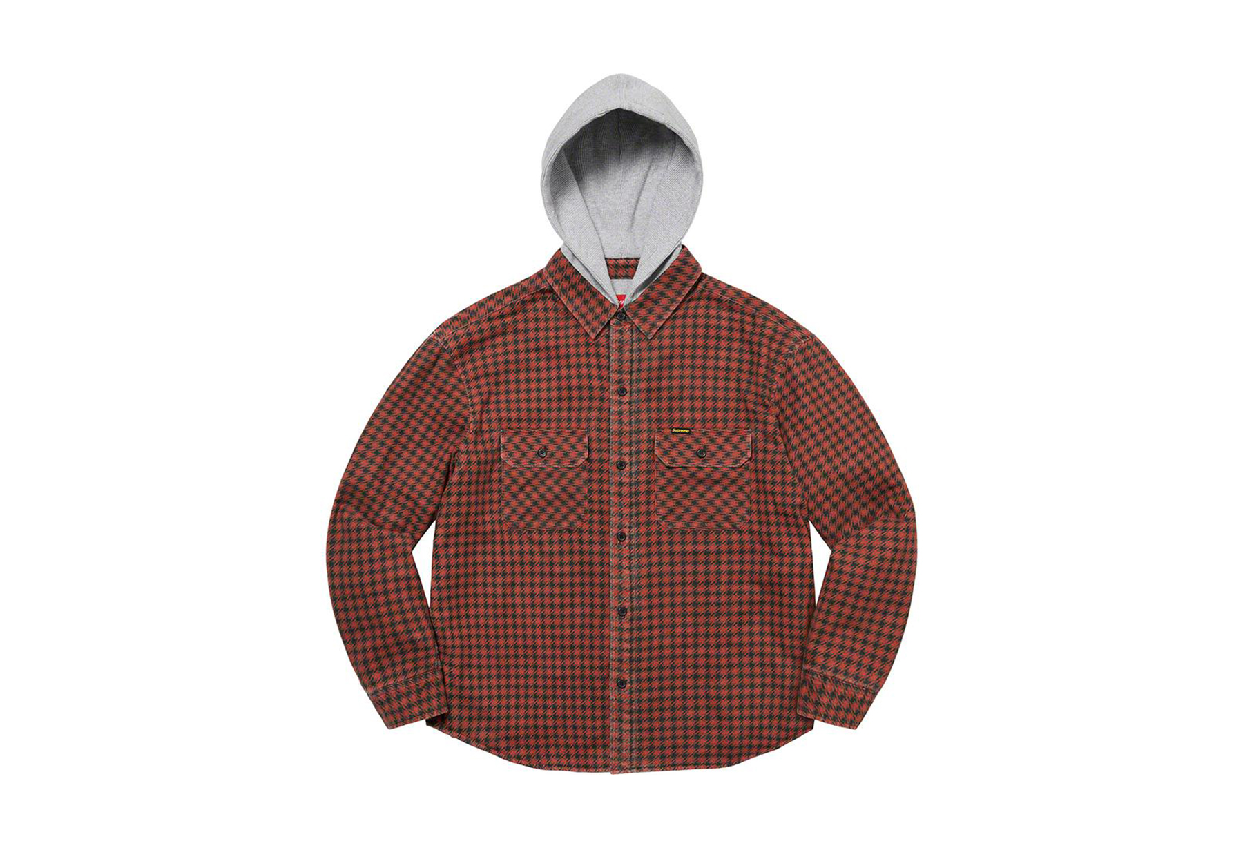 Supreme Houndstooth Flannel Hooded Shirt Red (FW22) | TBC - KLEKT