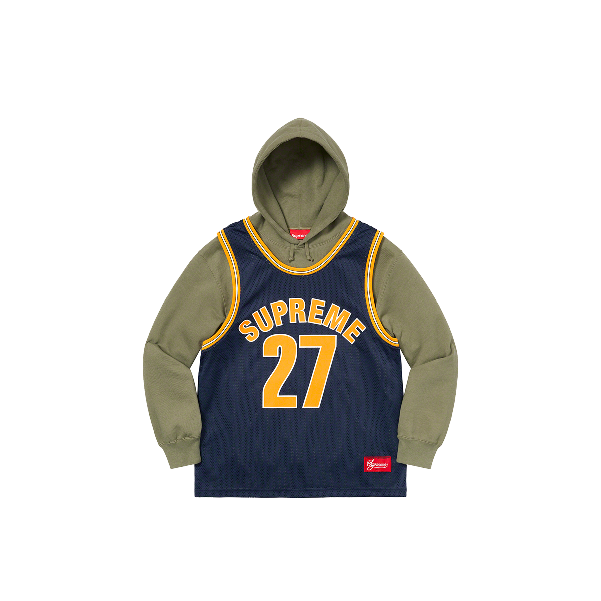 Supreme Basketball Jersey Hooded Sweatshirt Light Olive (SS21