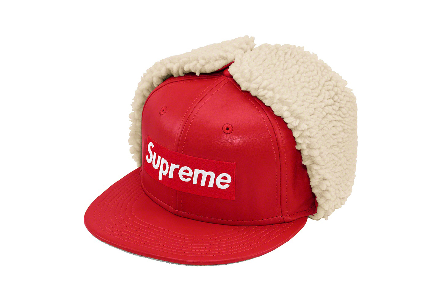 超特価 SupremeLeather Earflap Faux Earflap Flap Box Hat Logo New