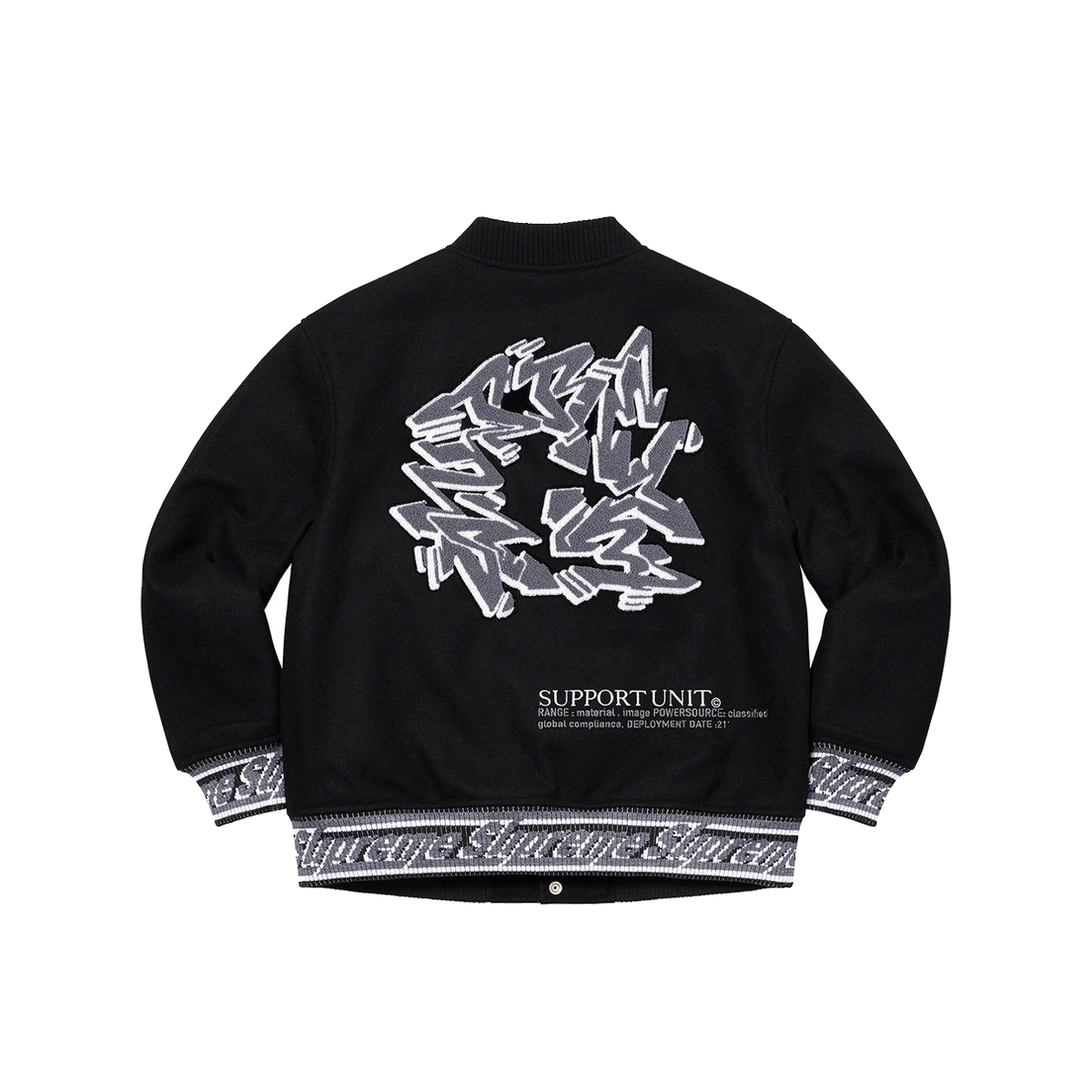 supreme support unit varsity jacket