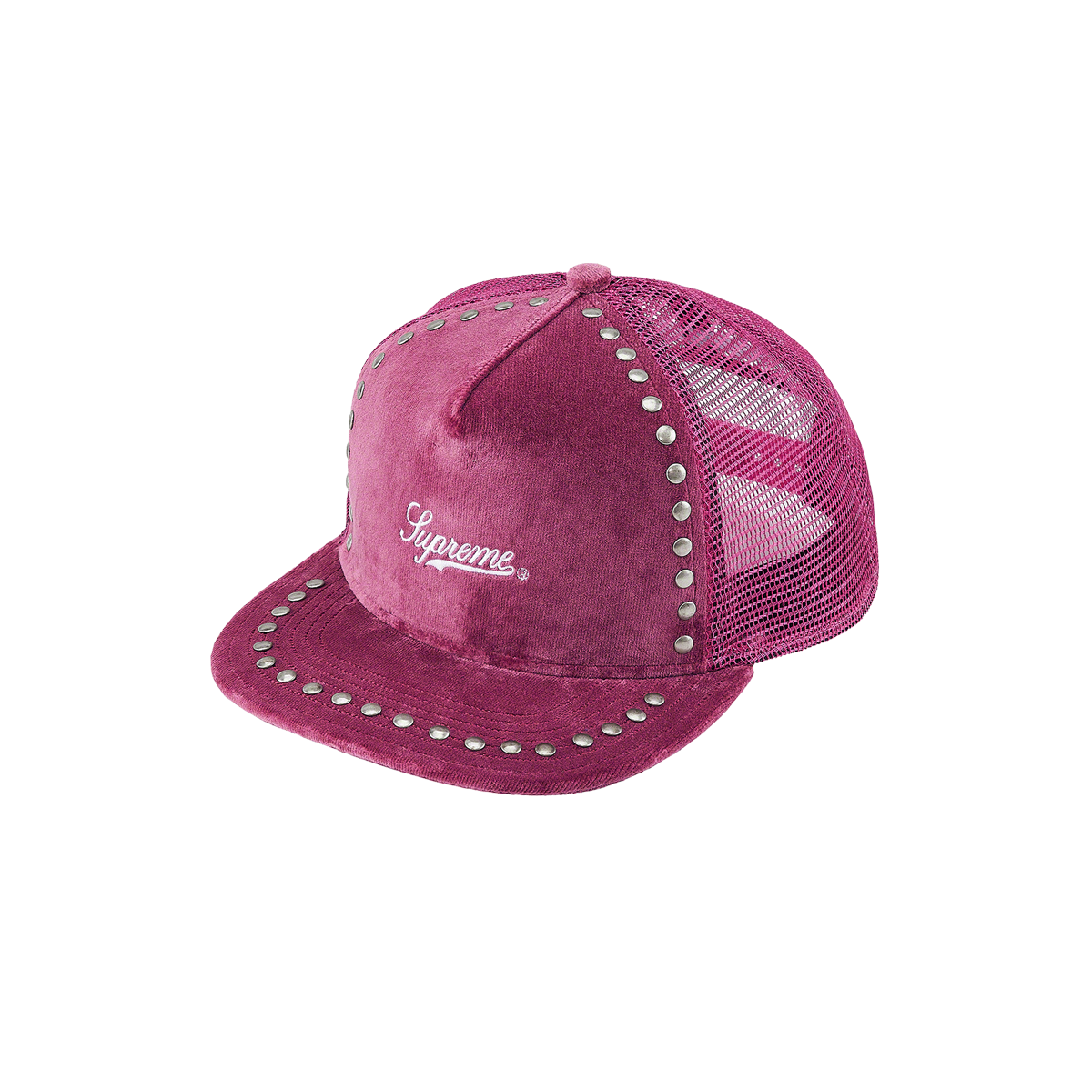 supreme studded velvet mesh back 5panel帽子