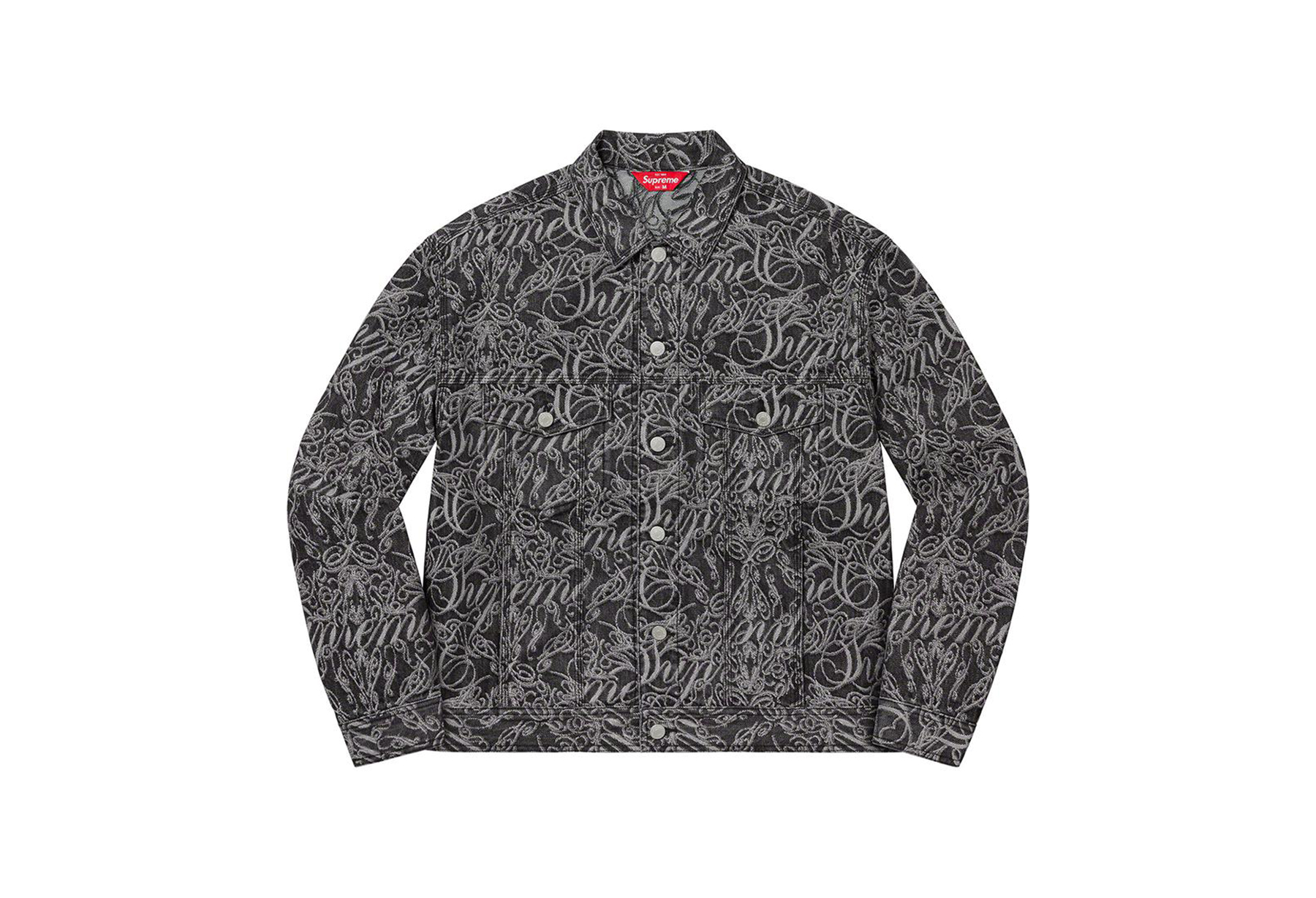 Supreme Script Jacquard Denim Trucker Jacket Black (FW22) | TBC