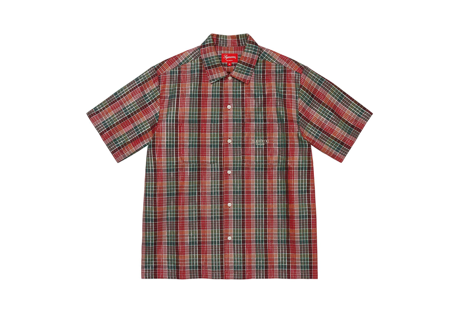 Supreme Metallic Plaid S/S Shirt Red (SS23) | TBC - KLEKT