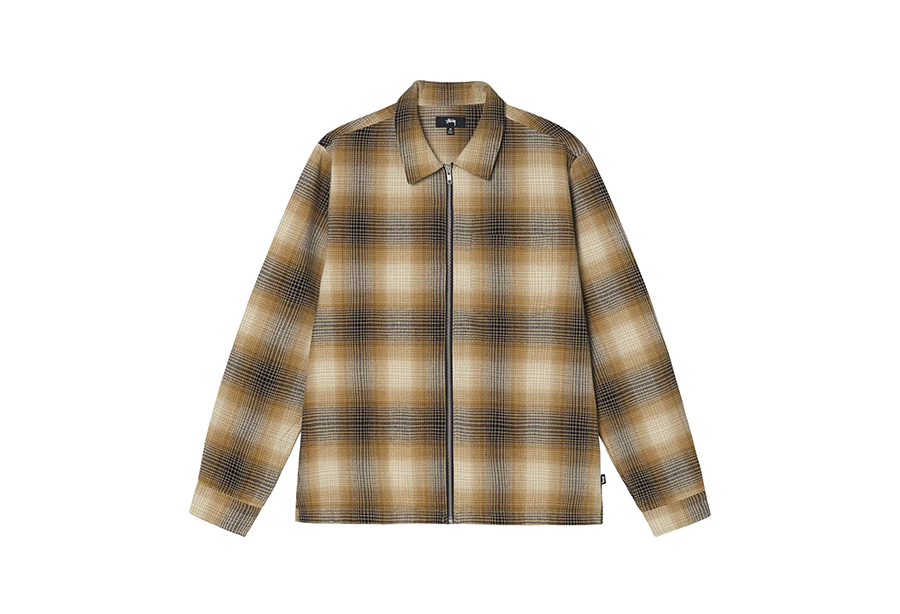 Stussy Jack Shadow Plaid Zip Shirt Mustard (FW22) | TBC - KLEKT