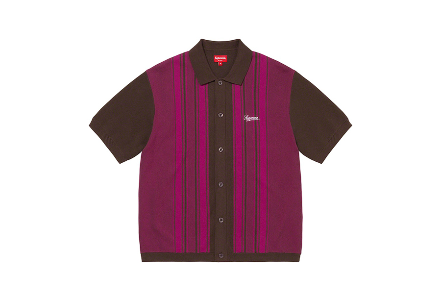 supreme stripe button up polo L-