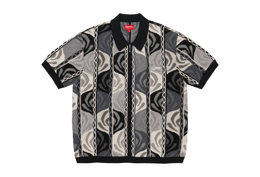 Supreme Abstract Textured Zip Up Polo Black (SS22) | TBC - KLEKT