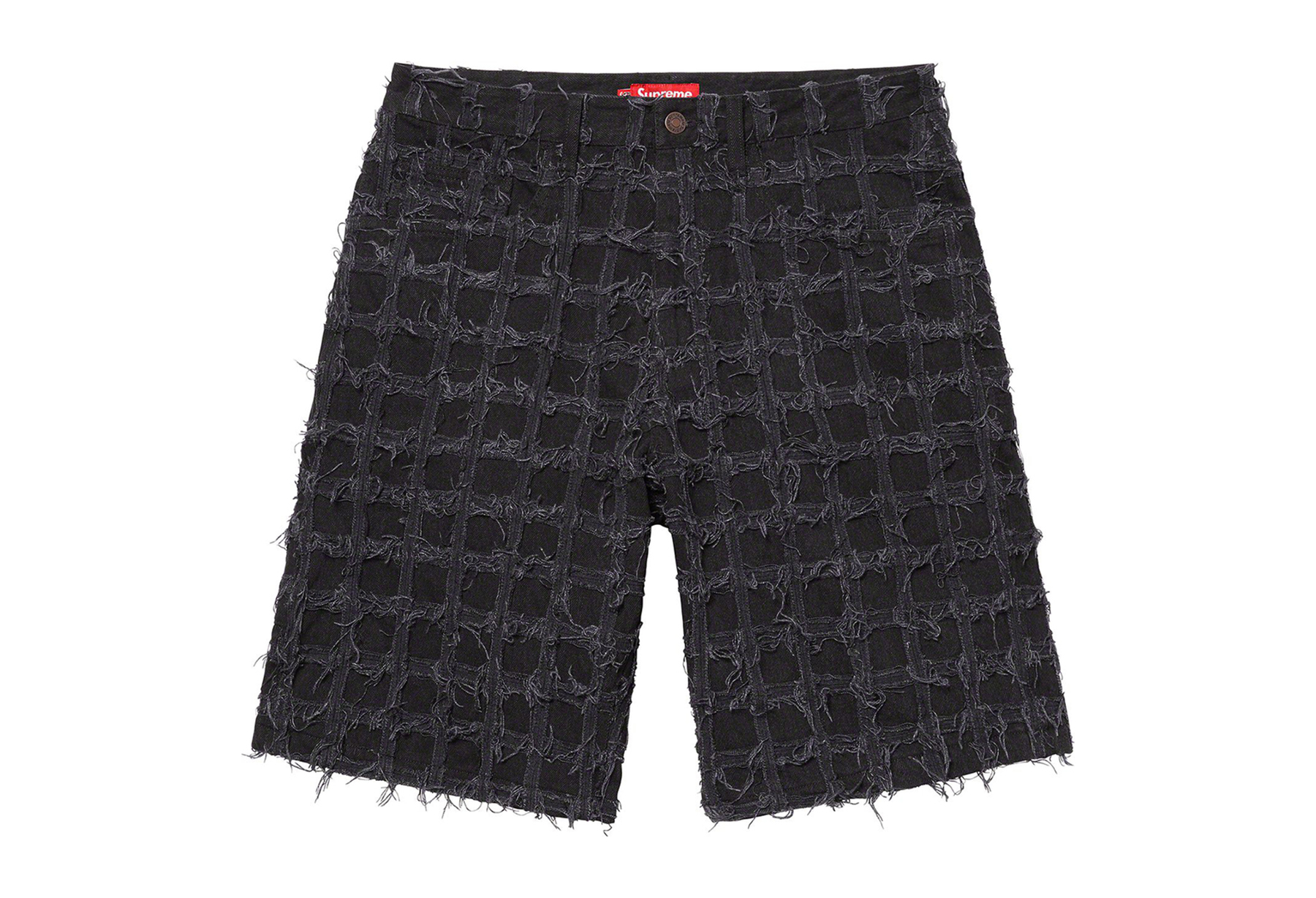 Supreme Frayed Patchwork Baggy Denim Short Washed Black (SS23