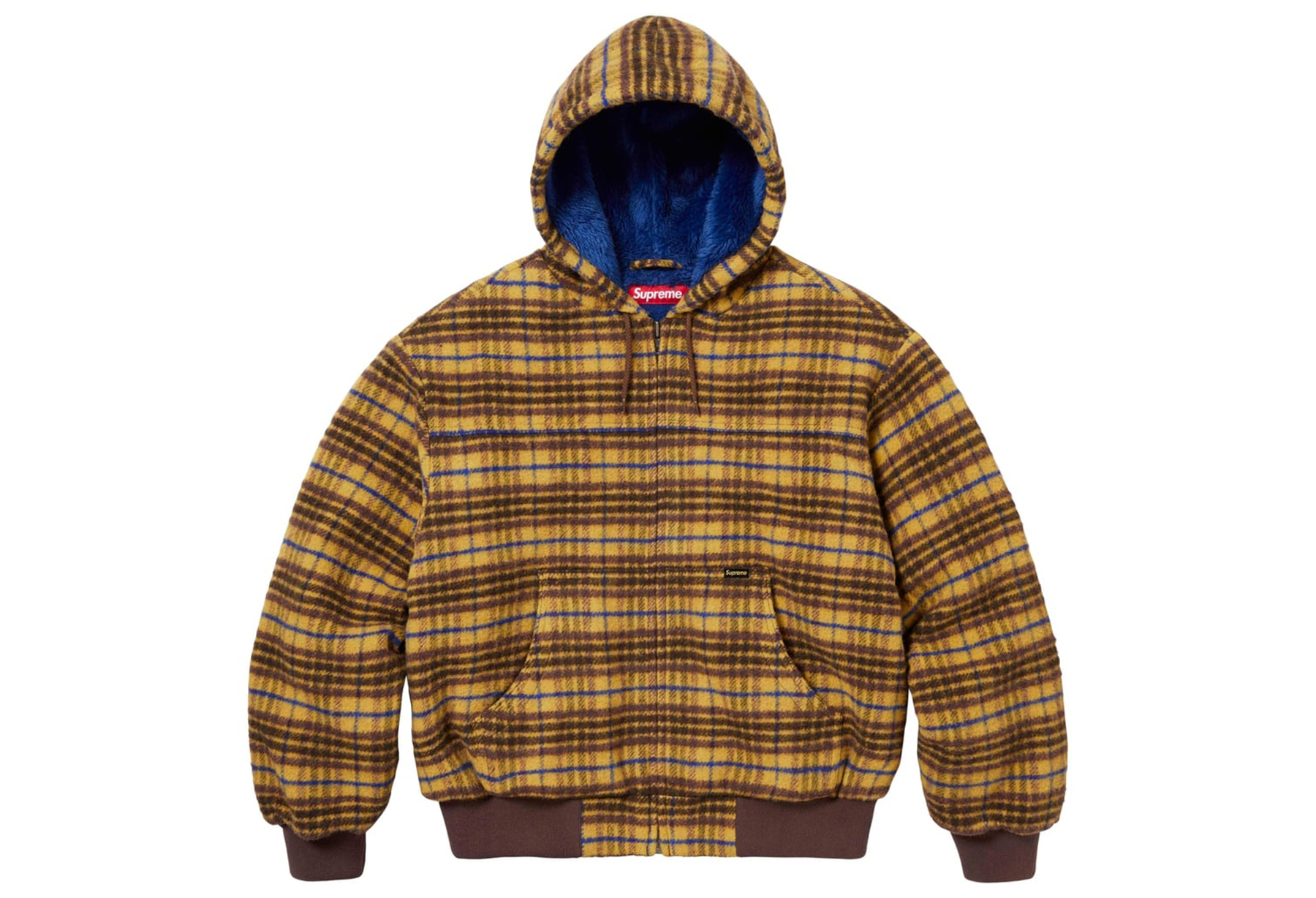 Supreme Plaid Wool Hooded Work Jacket Brown (FW23) | TBC