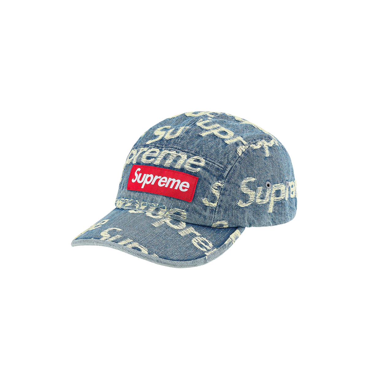 Supreme Frayed Logos Denim Camp Cap Blue (SS21) | SS21 - KLEKT