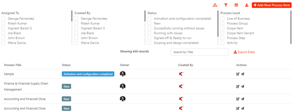 Spreadsheet view