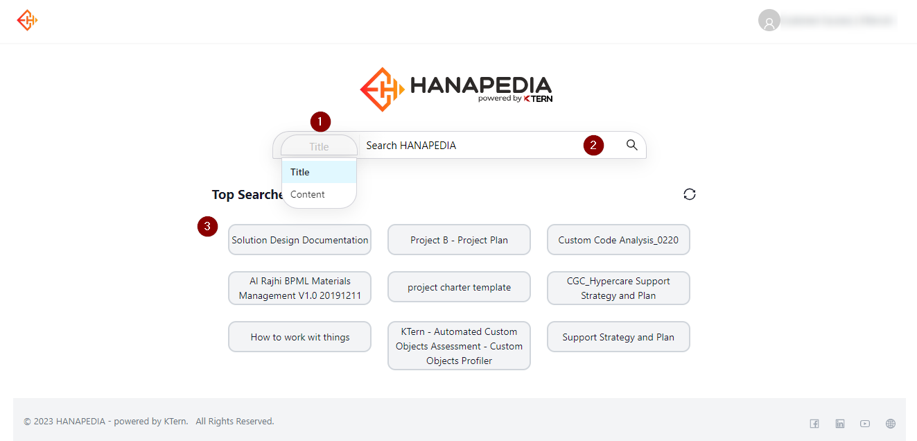 HANAPEDIA Search Engine Page