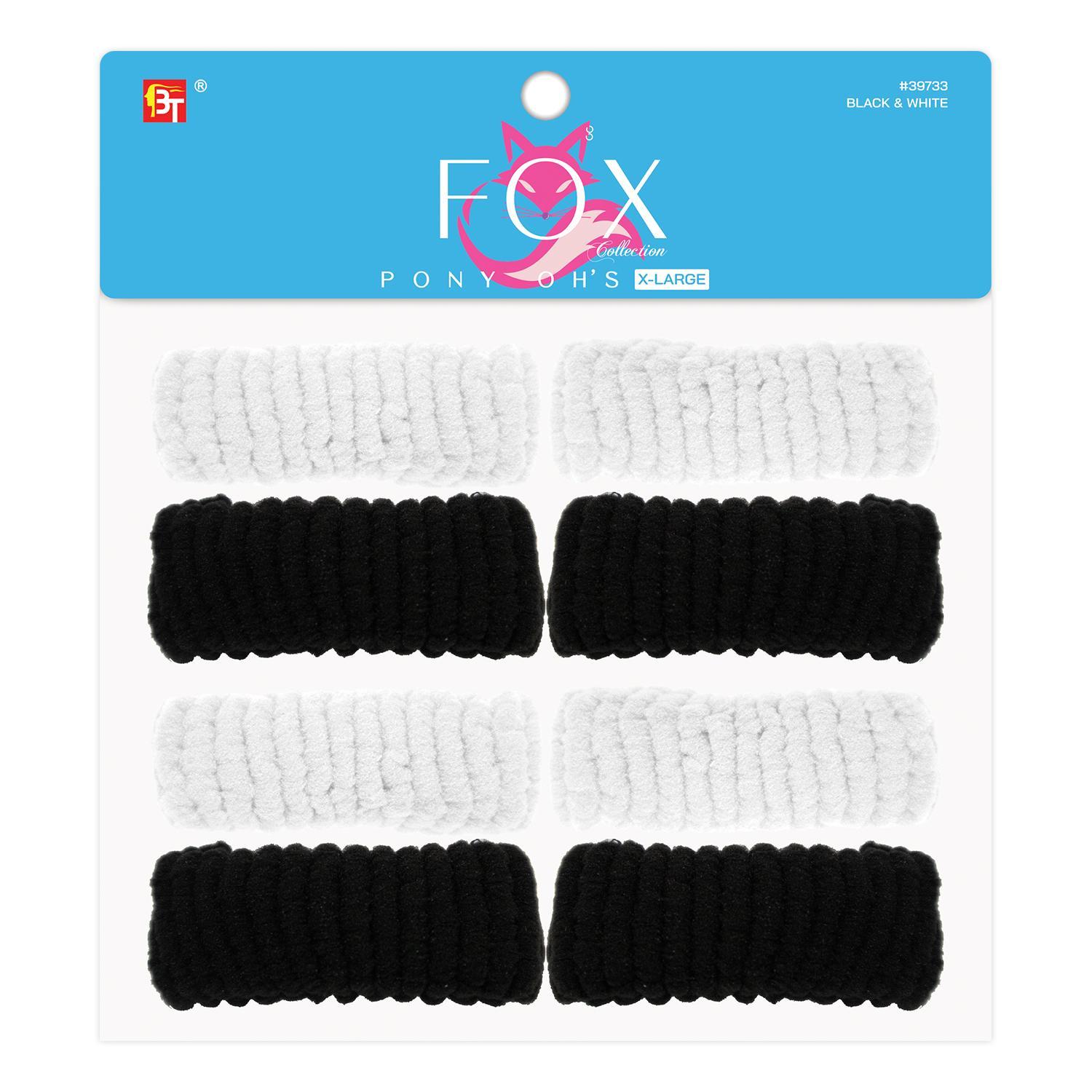 Fox Collection-Elastic Ponytail Holder X-Large Black & White