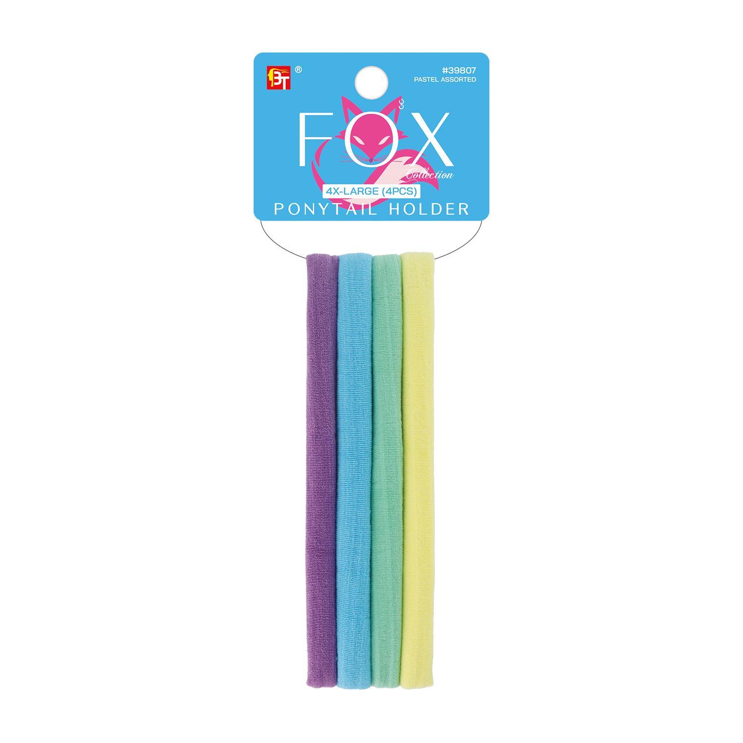 Fox Collection-Ponytail Holder 4X-Large Pastel Assorted
