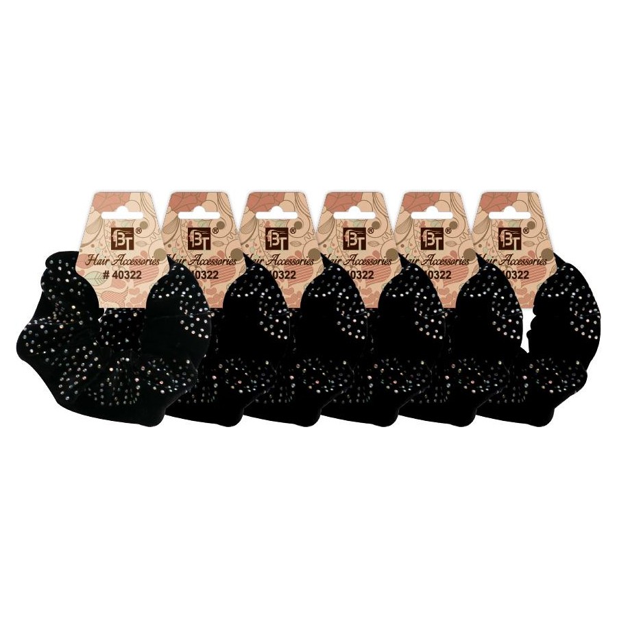 Scrunchie Hair Band With Stone Black