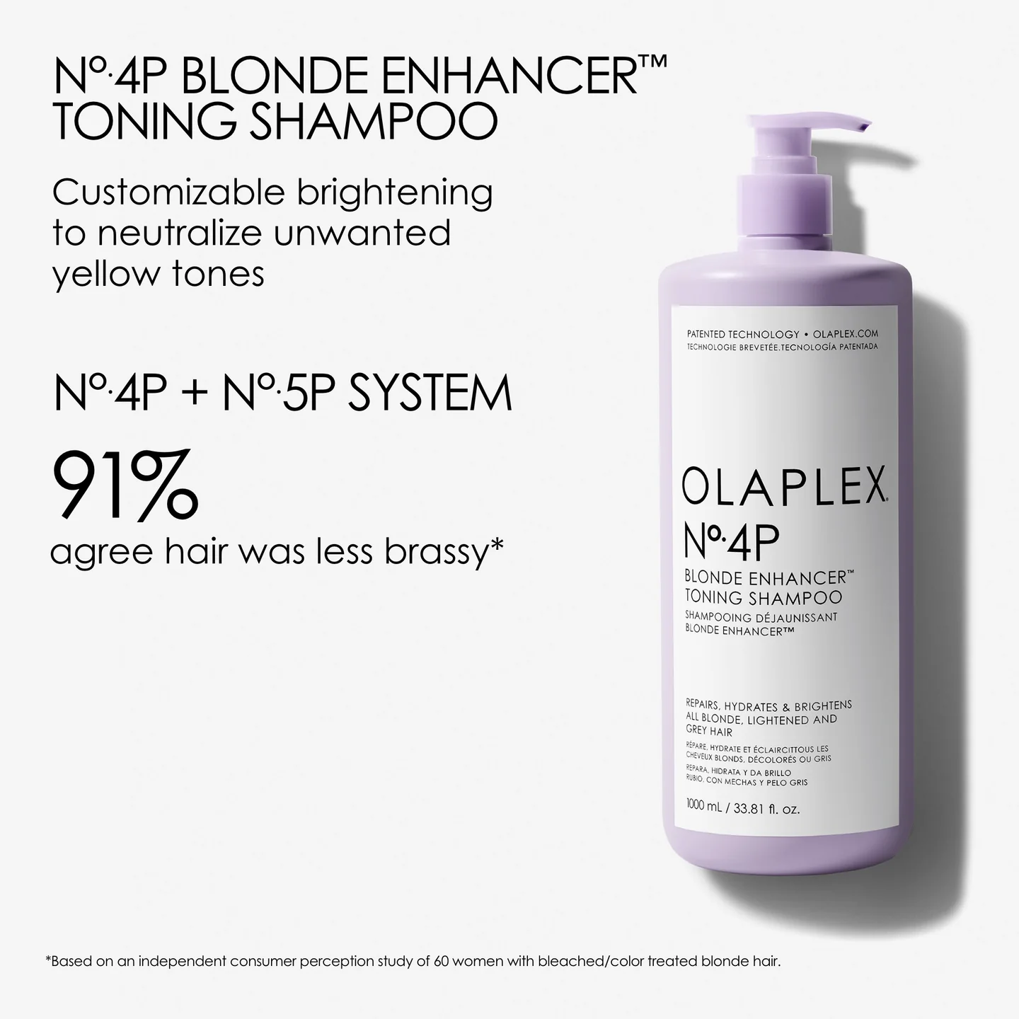 Olaplex No.4P Blonde Enhancer Toning Shampoo, 33 oz