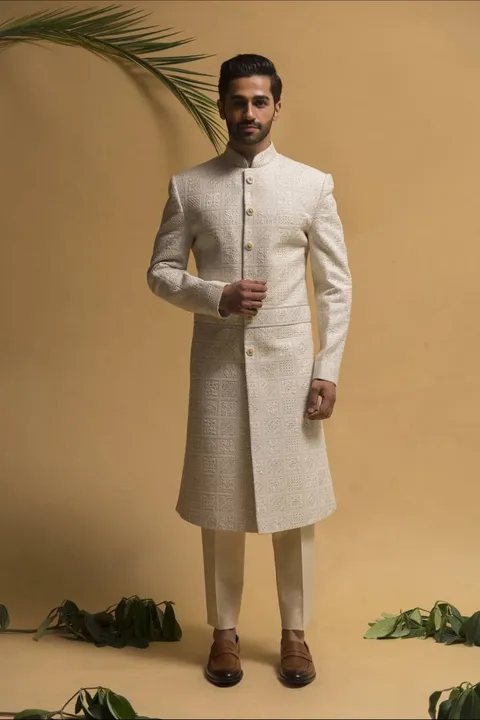 Cream mens jodhpuri sherwani for royal weddings