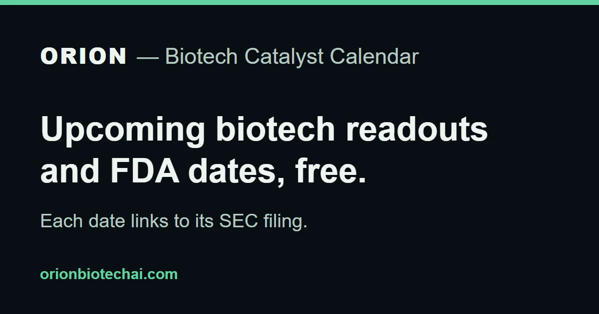 ORION Biotech Catalyst Calendar preview