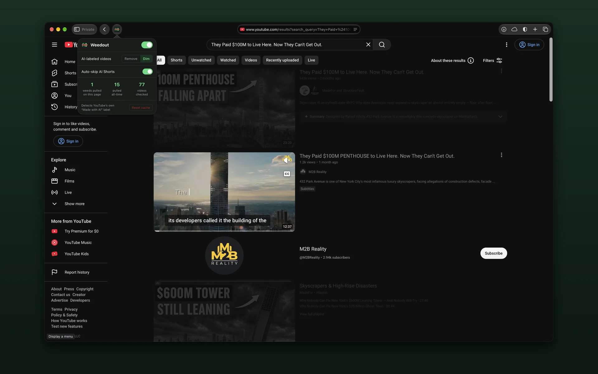 Weedout for YouTube preview