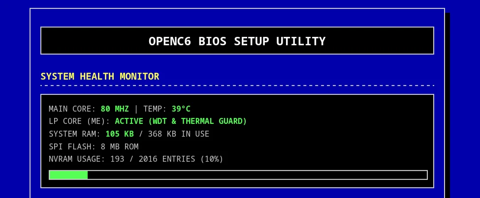 OpenC6 BIOS preview