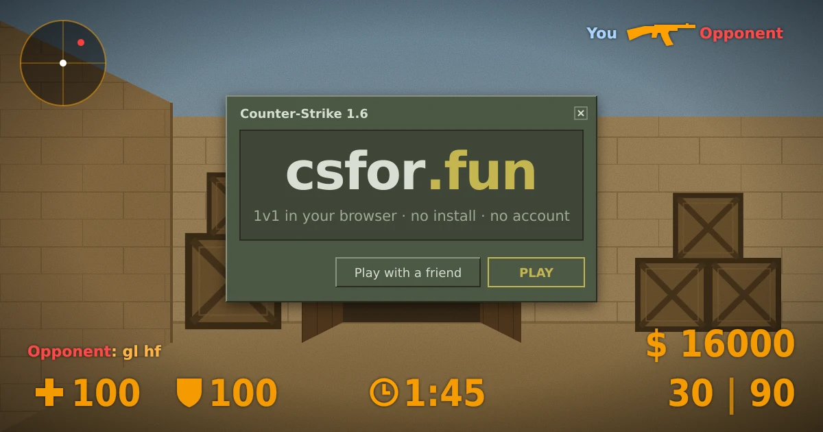 Counter-Strike 1.6 · 1v1 in your browser preview