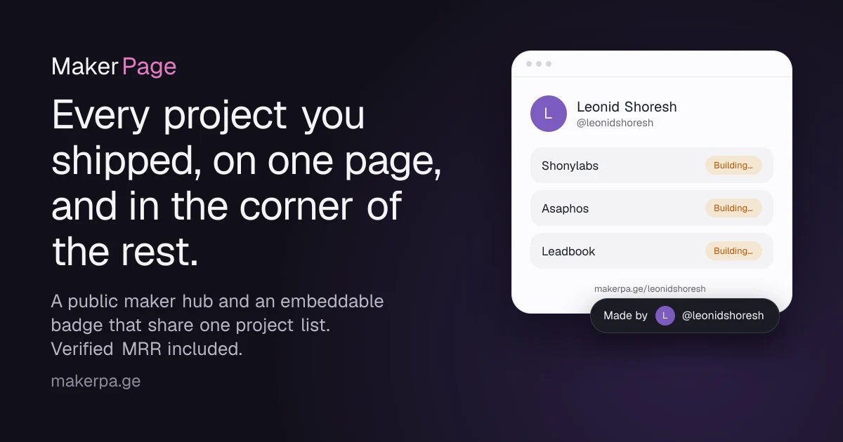 Maker Page preview