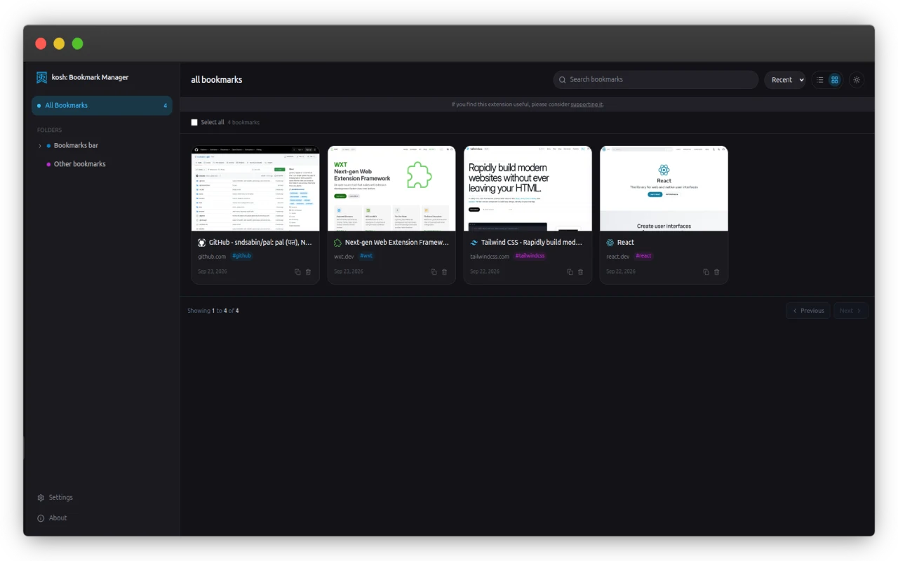 kosh: Bookmark Manager preview