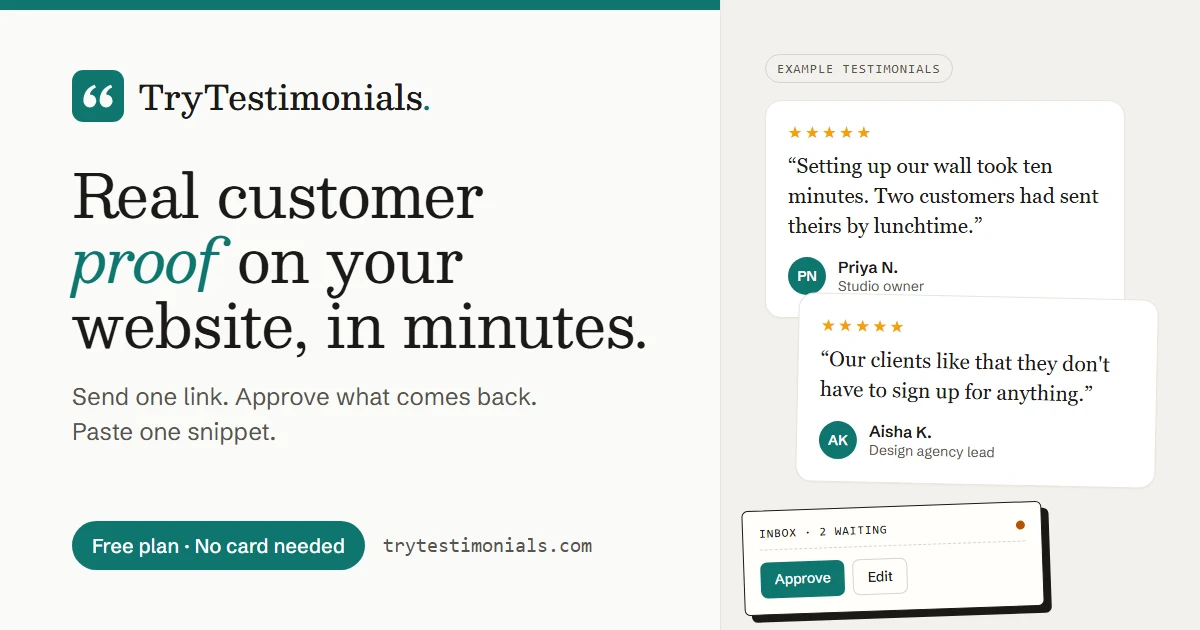 TryTestimonials preview