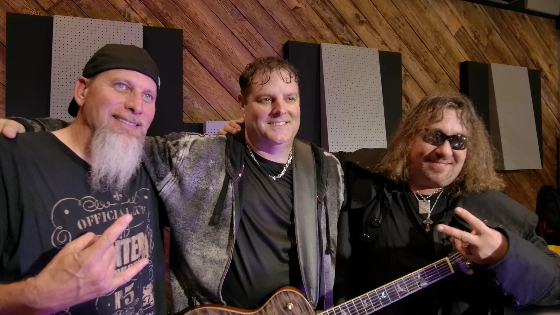 Band trio in studio
