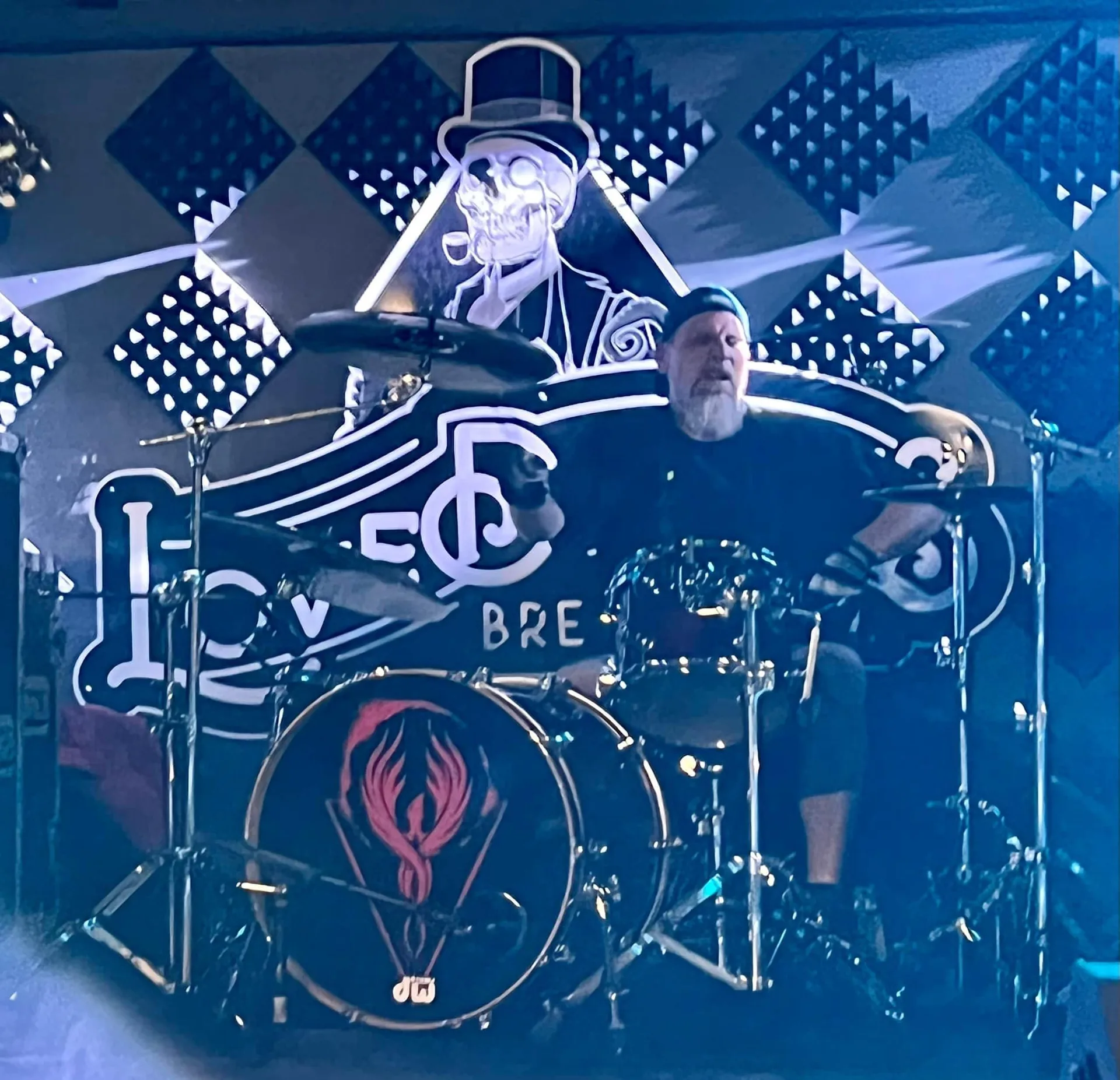 Kevin Horner full drum kit with COS logo