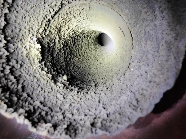 Dirty chimney liner before cleaning