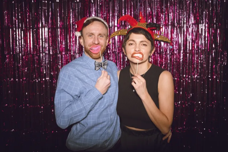 Guests with festive props