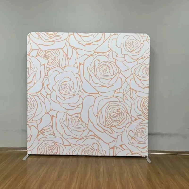 Peach rose line-art pattern backdrop