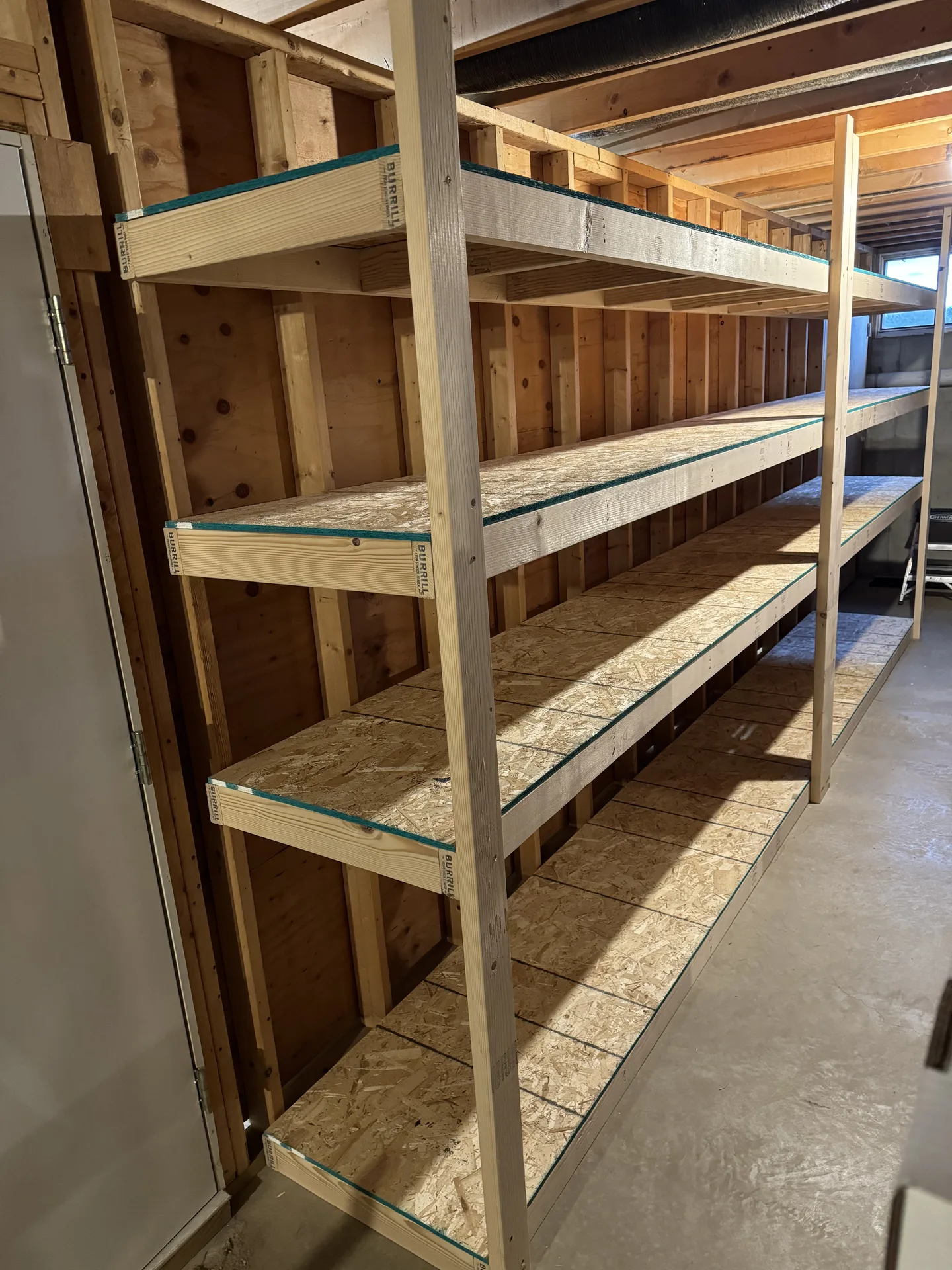 Custom basement storage shelving