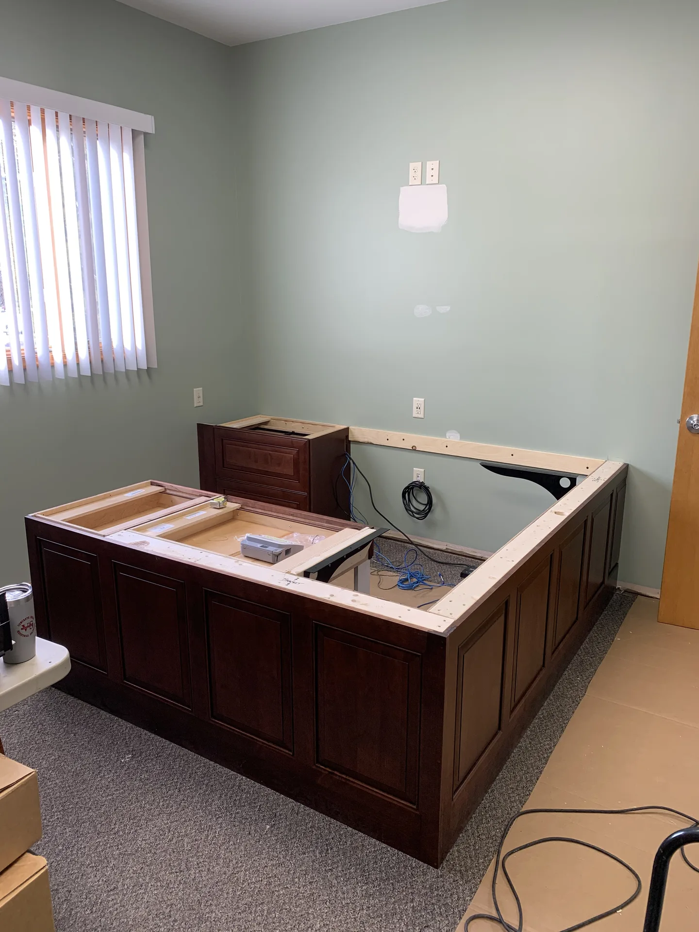 Custom office built-ins being installed