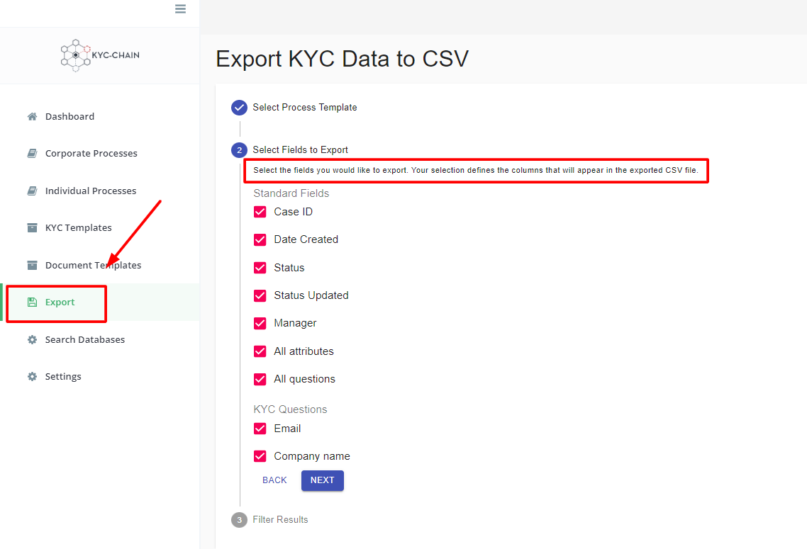 Export KYC Data