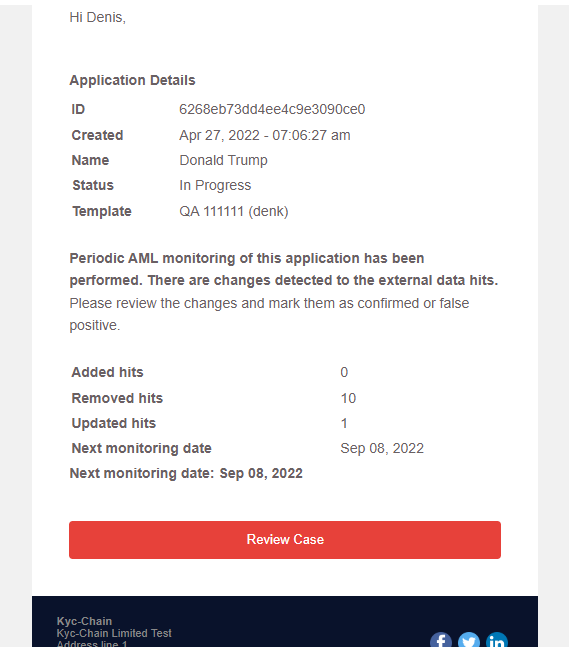 AML Email Notification