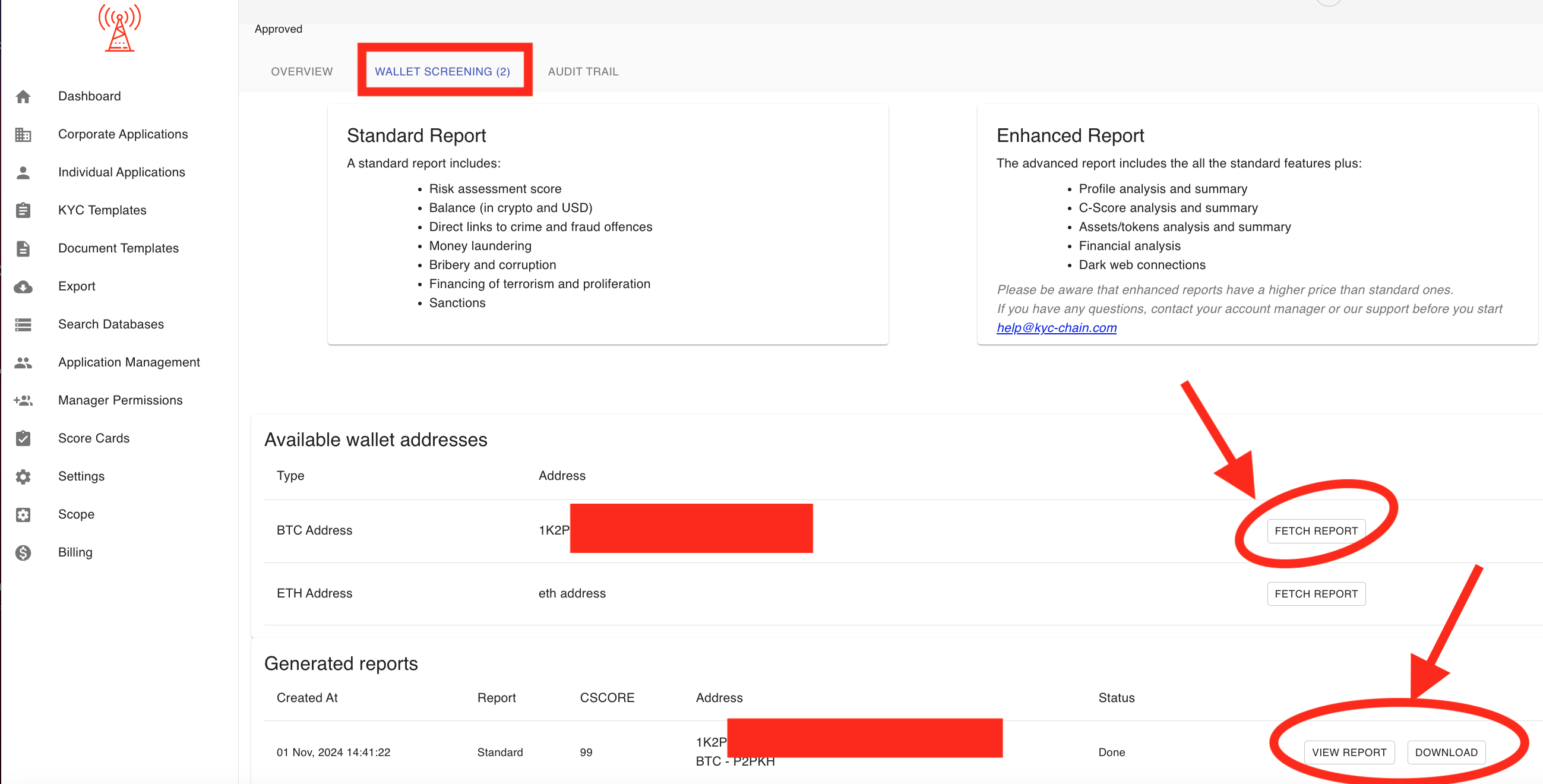 Check Crypto Wallet Screening Results