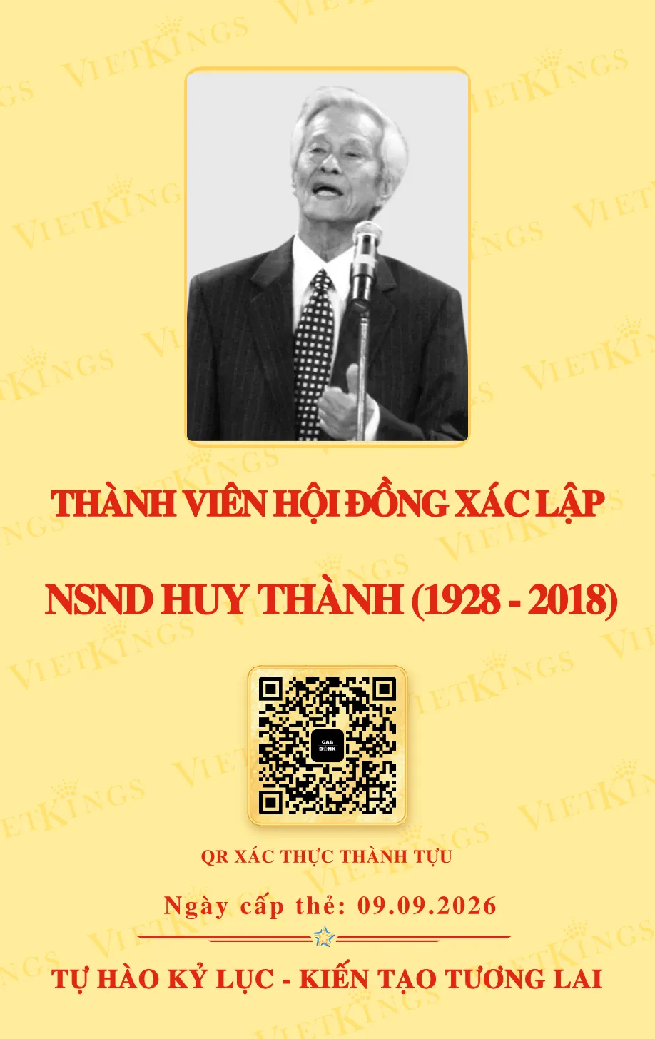 Mặt sau thẻ NGUYỄN HUY THÀNH (1928 - 2018)