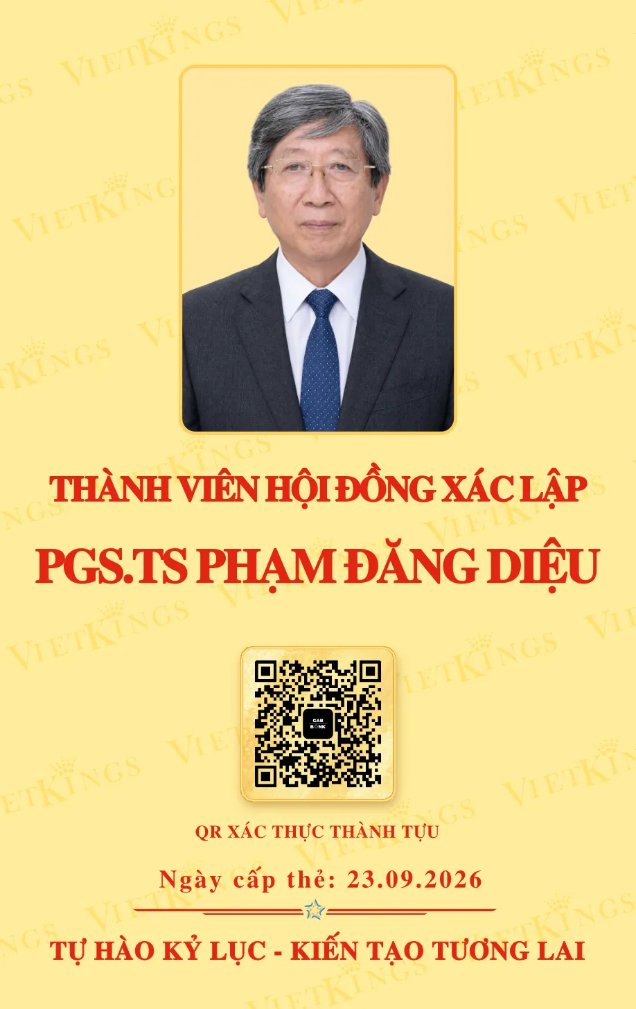 Mặt sau thẻ PGS.TS PHẠM ĐĂNG DIỆU
